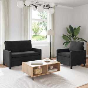 vidaXL Set de canapea 2 pcs Negru Catifea imagine