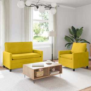 vidaXL Set de canapea 2 pcs Galben Catifea imagine