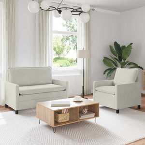 vidaXL Set de canapea 2 pcs Crem Catifea imagine