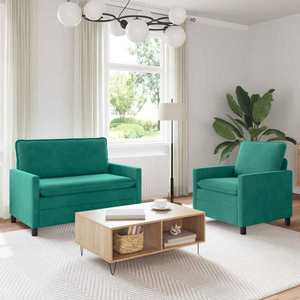 vidaXL Set de canapea 2 pcs Turcoaz Catifea imagine