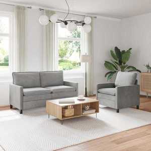 vidaXL Set de canapea 2 pcs Gri deschis Catifea imagine