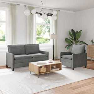 vidaXL Set de canapea 2 pcs Gri închis Catifea imagine