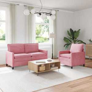 vidaXL Set de canapea 2 pcs Roz Catifea imagine