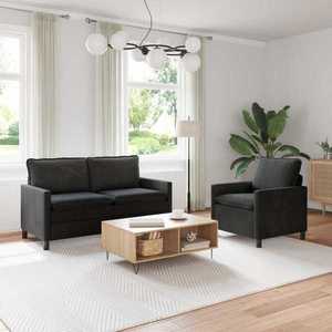 vidaXL Set de canapea 2 pcs Negru Catifea imagine