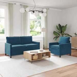vidaXL Set de canapea 2 pcs albastru Catifea imagine