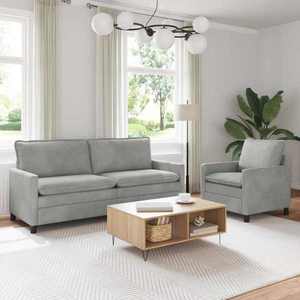 vidaXL Set de canapea 2 pcs Gri deschis Catifea imagine