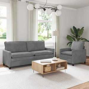 vidaXL Set de canapea 2 pcs Gri închis Catifea imagine