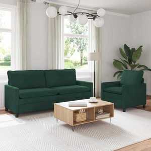 vidaXL Set de canapea 2 pcs Verde închis Catifea imagine