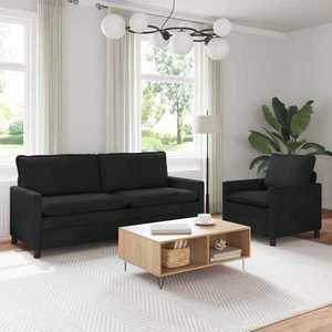 vidaXL Set de canapea 2 pcs Negru Catifea imagine