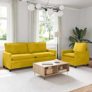 vidaXL Set de canapea 2 pcs Galben Catifea imagine