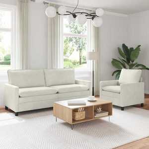 vidaXL Set de canapea 2 pcs Crem Catifea imagine