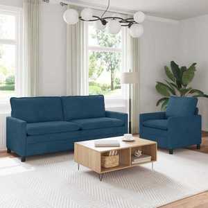 vidaXL Set de canapea 2 pcs albastru Catifea imagine