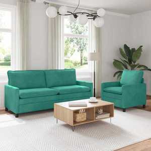 vidaXL Set de canapea 2 pcs Turcoaz Catifea imagine