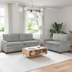 vidaXL Set de canapea 2 pcs Gri deschis Catifea imagine