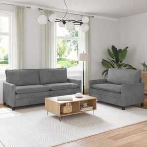 vidaXL Set de canapea 2 pcs Gri închis Catifea imagine