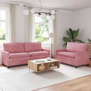 vidaXL Set de canapea 2 pcs Roz Catifea imagine