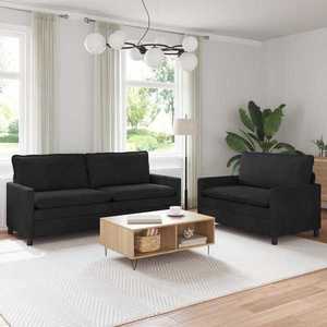 vidaXL Set de canapea 2 pcs Negru Catifea imagine