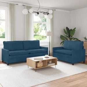 vidaXL Set de canapea 2 pcs albastru Catifea imagine