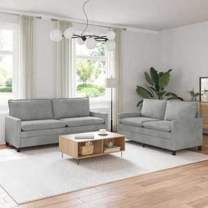 vidaXL Set de canapea 2 pcs Gri deschis Catifea imagine