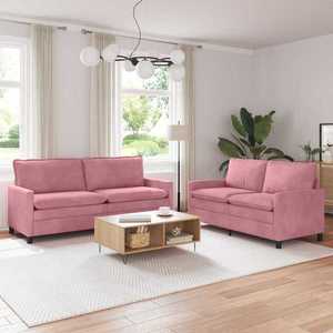 vidaXL Set de canapea 2 pcs Roz Catifea imagine