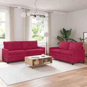 vidaXL Set de canapea 2 pcs Roșu Vin Catifea imagine