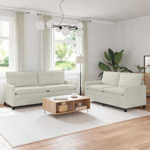 vidaXL Set de canapea 2 pcs Crem Catifea imagine