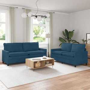 vidaXL Set de canapea 2 pcs albastru Catifea imagine