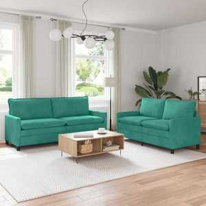 vidaXL Set de canapea 2 pcs Turcoaz Catifea imagine