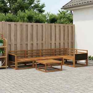 vidaXL Set de canapele de exterior 6 pcs natural Lemn Solid de Acacia imagine
