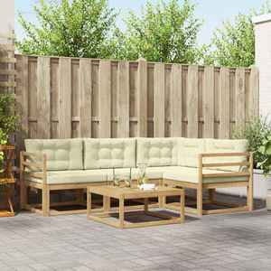 vidaXL Set de canapele de exterior 5 pcs Alb și crem 79 x 79 x 37 cm imagine
