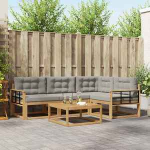 vidaXL Set de canapele de exterior 5 pcs Alb și gri deschis imagine
