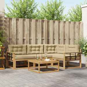 vidaXL Set de canapele de exterior 5 pcs Alb și Bej 79 x 79 x 37 cm imagine