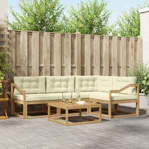 vidaXL Set de canapele de exterior 5 pcs Alb și crem 79 x 79 x 37 cm imagine