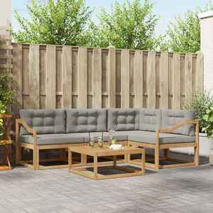 vidaXL Set de canapele de exterior 5 pcs Alb și gri deschis imagine