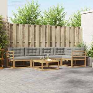 vidaXL Set de canapele de exterior 6 pcs Alb și gri deschis imagine