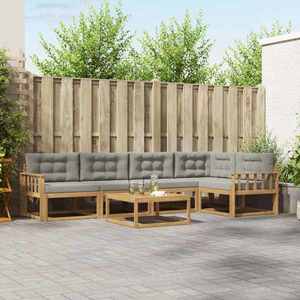 vidaXL Set de canapele de exterior 6 pcs Alb și gri deschis imagine