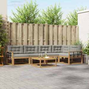 vidaXL Set de canapele de exterior 6 pcs Alb și gri deschis imagine