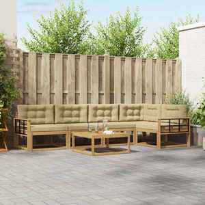 vidaXL Set de canapele de exterior 6 pcs Alb și Bej 79 x 79 x 37 cm imagine