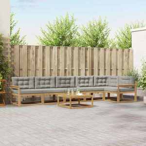 vidaXL Set de canapele de exterior 7 pcs Alb și gri deschis imagine