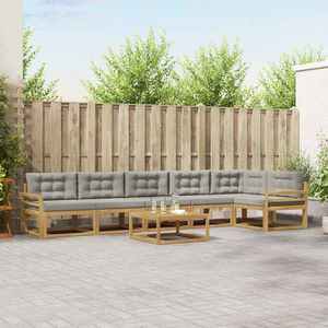 vidaXL Set de canapele de exterior 7 pcs Alb și gri deschis imagine