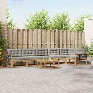 vidaXL Set de canapele de exterior 7 pcs Alb și gri deschis imagine