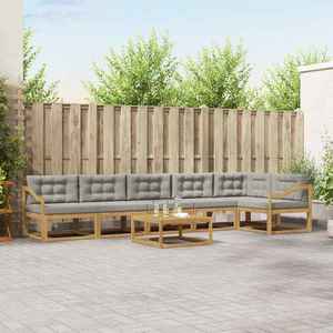 vidaXL Set de canapele de exterior 7 pcs Alb și gri deschis imagine