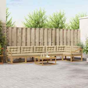vidaXL Set de canapele de exterior 7 pcs Alb și Bej 79 x 79 x 37 cm imagine