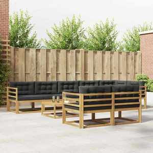vidaXL Set de canapele de exterior 9 pcs Alb și antracit imagine