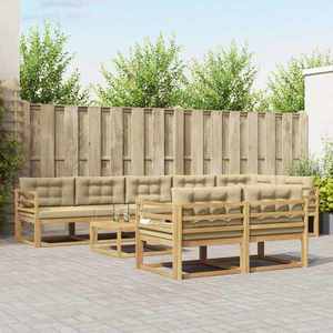 vidaXL Set de canapele de exterior 9 pcs Alb și Bej 79 x 79 x 37 cm imagine