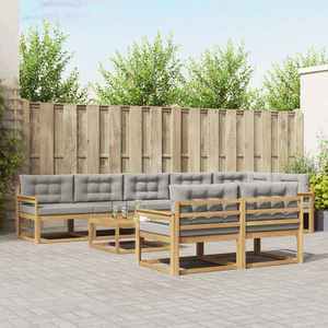 vidaXL Set de canapele de exterior 9 pcs Alb și gri deschis imagine