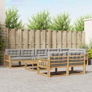 vidaXL Set de canapele de exterior 9 pcs Alb și gri deschis imagine