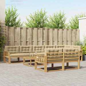 vidaXL Set de canapele de exterior 9 pcs Alb și Bej 79 x 79 x 37 cm imagine