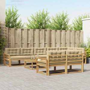 vidaXL Set de canapele de exterior 9 pcs Alb și Bej 79 x 79 x 37 cm imagine