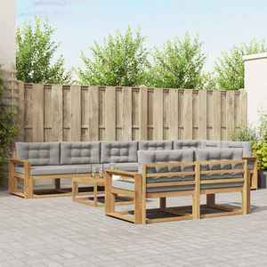 vidaXL Set de canapele de exterior 9 pcs Alb și gri deschis imagine